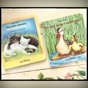 Vintage German TWO Books Young Children’s Picture Cat & Ducks